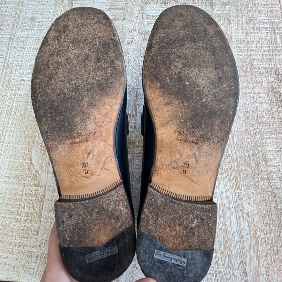 Salvatore Ferragamo Men's Dark Blue Leather Horse Bit Penny Loafer Size 10 1/2 D - Picture 9 of 13